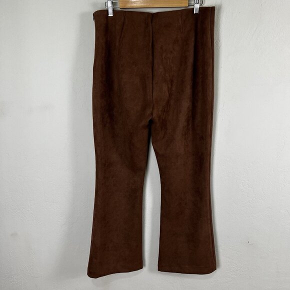 TUCKERNUCK Ashford Pants‎ Brown Faux Suede High Rise Kick Flare Crop Size XXL - Picture 5 of 13